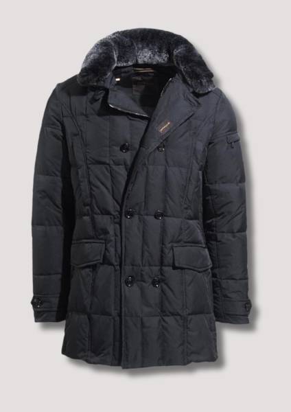 Doudoune trois-quarts croisée avec fourrure amovible